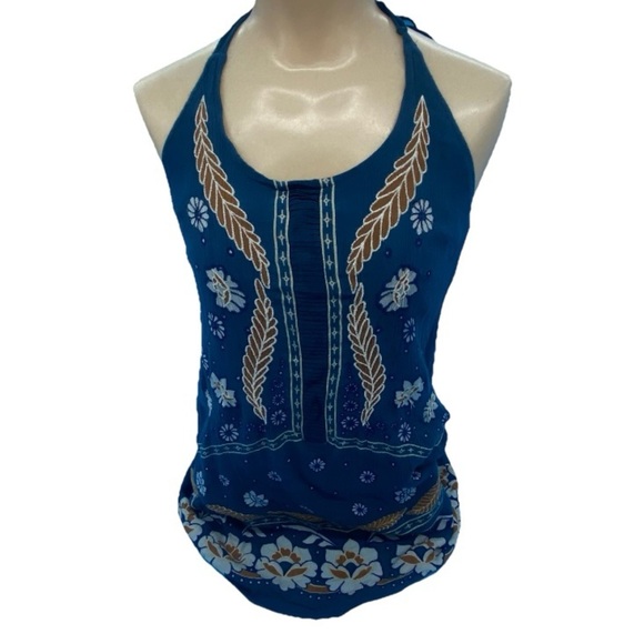 O’neil Blue Floral Halter Top Size XS - Picture 1 of 9